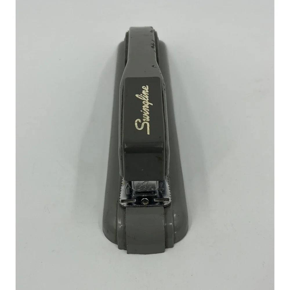 Vintage Swingline Stapler 27 Gray Art Deco MCM Metal Desk Office Heavy Duty